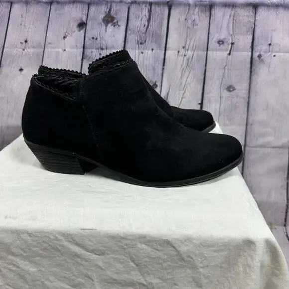 Torrid Black Faux Suede Side Dip Ankle Booties - Picture 1 of 8